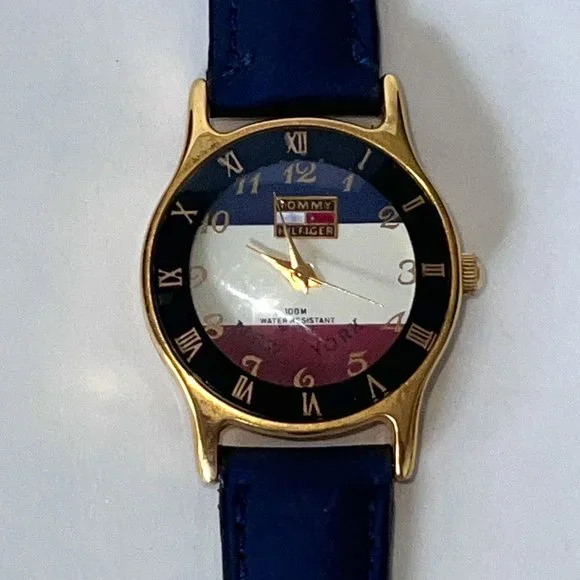 Vintage TOMMY HILFIGER Red White Blue Analog Women's Watch - Picture 1 of 5
